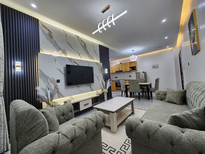 Comfortable furnished living room at Elevate Heights Apartment